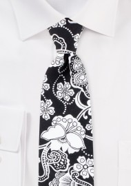bandana print mens tie in black