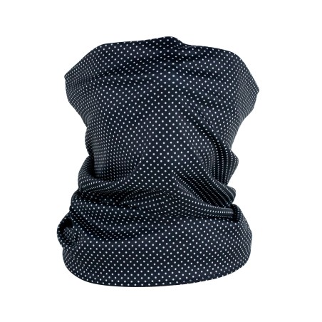black neck gaiter with tiny micro dots