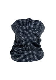 black neck gaiter with tiny micro dots