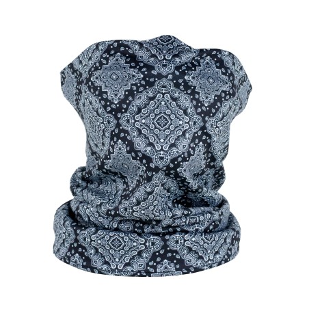 gray, silver, black vintage medallion print neck gaiter mask