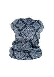 gray, silver, black vintage medallion print neck gaiter mask