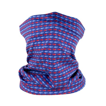 neck gaiter with swimming sharks