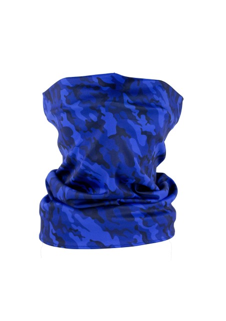 blue camo print neck gaiter mask