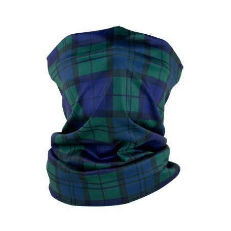 tartan plaid neck gaiter mask in navy and hunter green