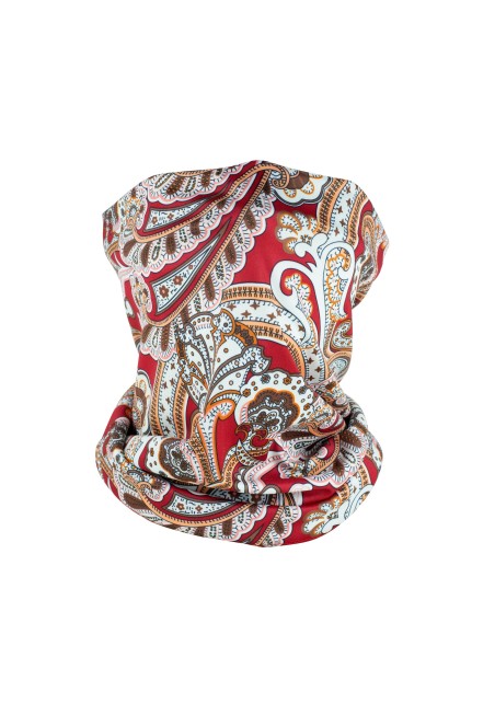 Red and Gold Paisley Gaiter | Royal Paisley Print Gaiter Mask in Red and Gold