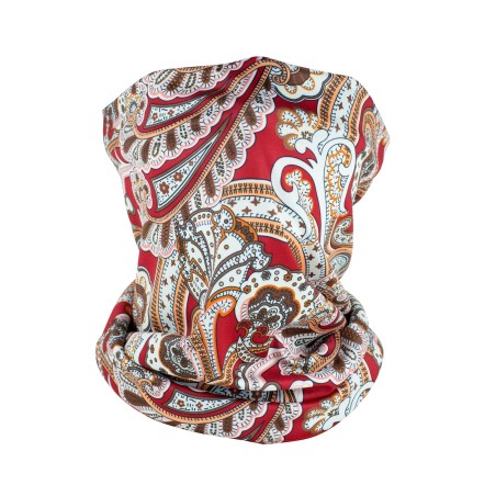 Red and Gold Paisley Gaiter | Royal Paisley Print Gaiter Mask in Red and Gold