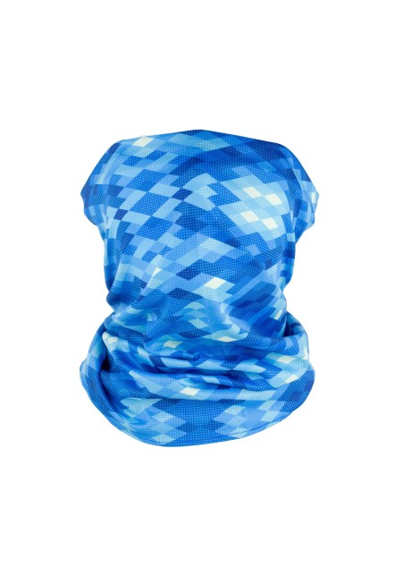 aqua blue graphic argyle print neck gaiter mask
