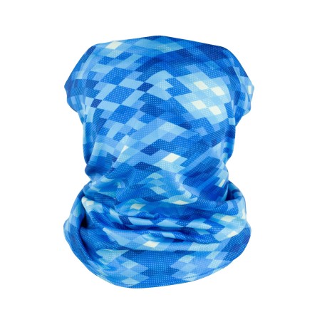 aqua blue graphic argyle print neck gaiter mask