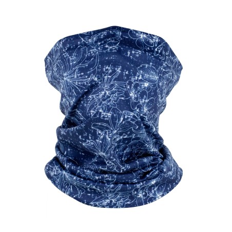 japanese inspried graphic print neck gaiter mask in deep blue