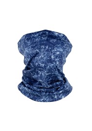 japanese inspried graphic print neck gaiter mask in deep blue