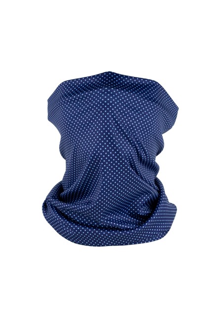 micro dot print neck gaiter in navy blue