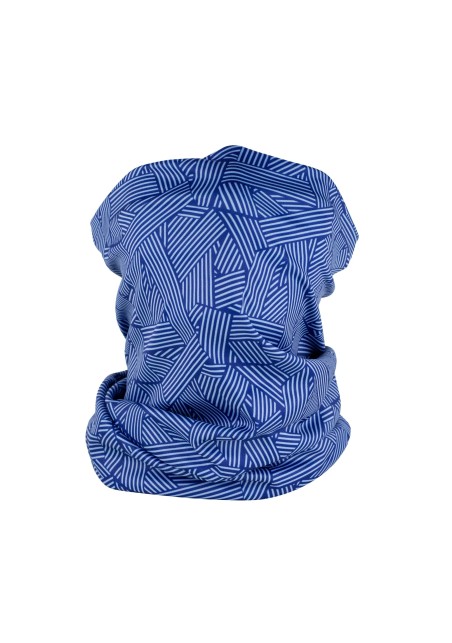cool graphic print neck gaiter in blue