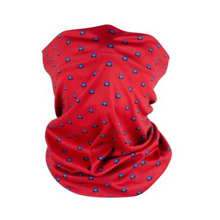 cherry red geometric print neck gaiter