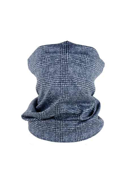 Designer Check Neck Gaiter in Gray | Prince of Wales Check Gaiter in Charcoal