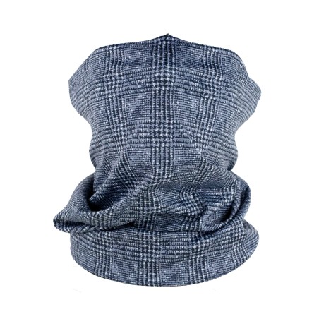 Designer Check Neck Gaiter in Gray | Prince of Wales Check Gaiter in Charcoal