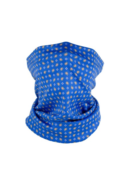 blue and orange paisley neck gaiter