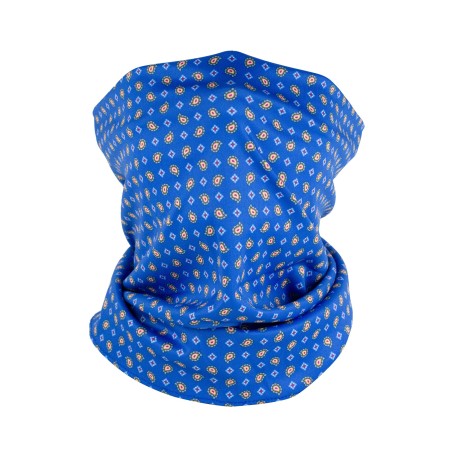 blue and orange paisley neck gaiter
