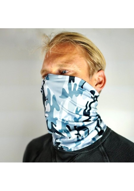 camo gaiter scarf gray white