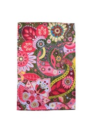 colorful flower print neck gaiter in pink and gold