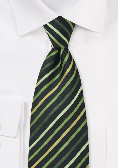 Green and Black Striped Tie