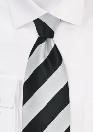 Elegnat Black and Silver Striped Mens Necktie