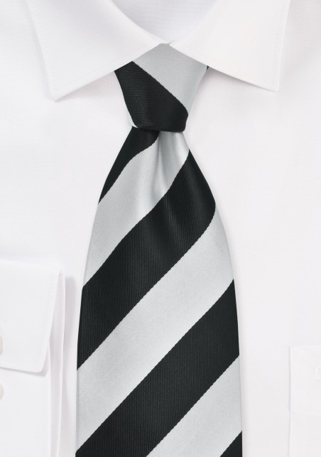 Black and Silver Striped Tie for Kids