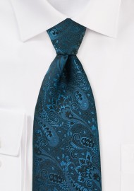 Dark Teal Paisley Kids Necktie