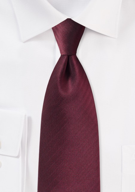 Herringbone Tie in Wine Red