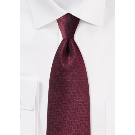 Herringbone Tie in Wine Red
