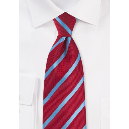 Tomato Red and Blue Striped Tie