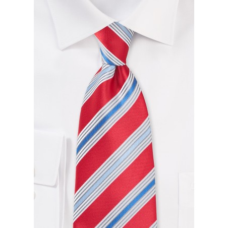 Vivid Poppy Colred Striped Tie