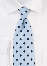 Light Blue Tie with Navy Polka Dots
