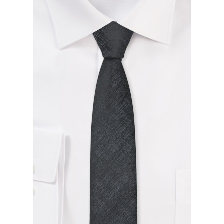 Ultra Slim Tie in Textured Silver