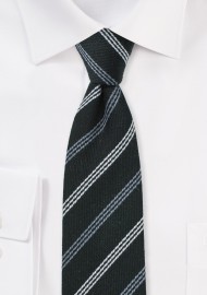 Black and Gray Striped Wool Tie