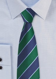 Repp Striped Skinny Tie in Green and Blue