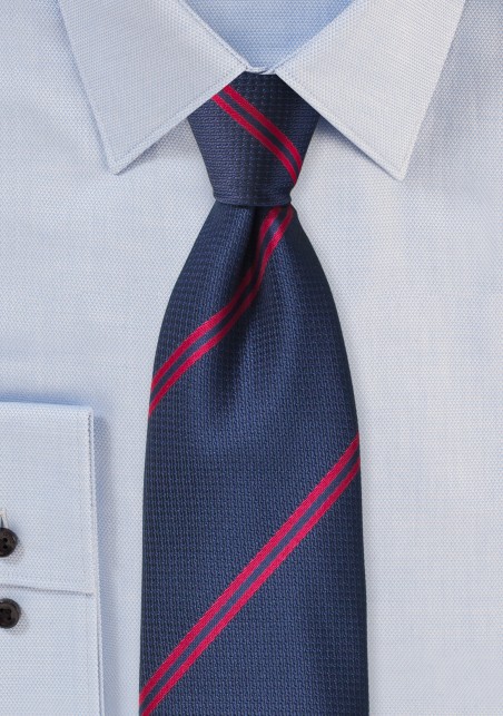 Modern Striped Tie in Navy and Red
