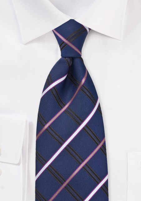 Navy Blue Checkered Necktie