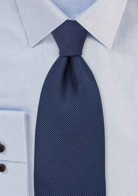 Navy Blue Pique Silk Tie