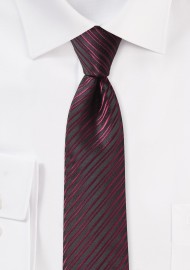 Burgundy Skinny Tie with Stripes