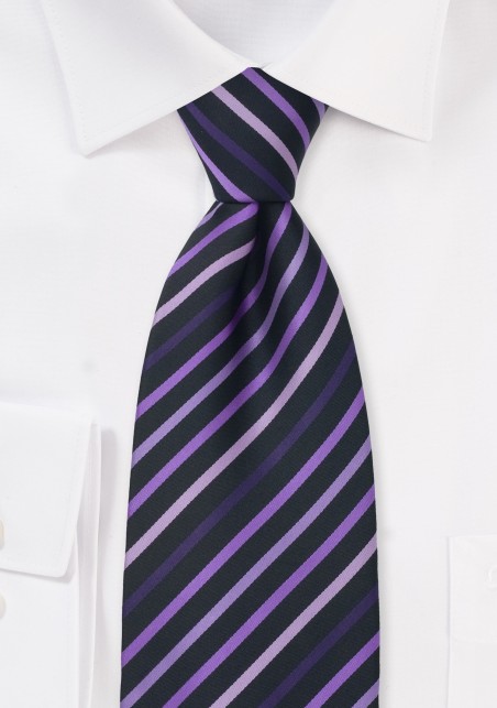 Striped Tie in Pink, Lavender, Purple, and Black