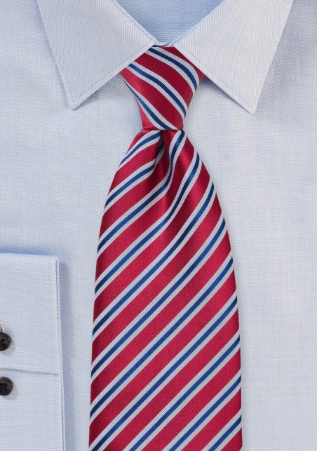 Striped Navy and Red Tie
