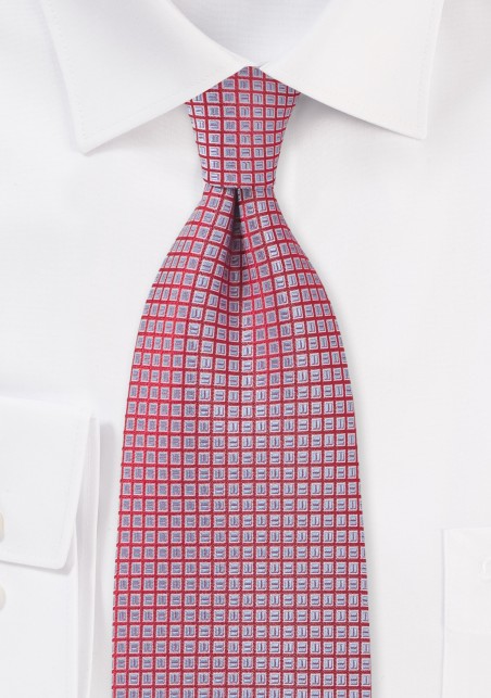 Cherry and Blue Jay Checked Tie