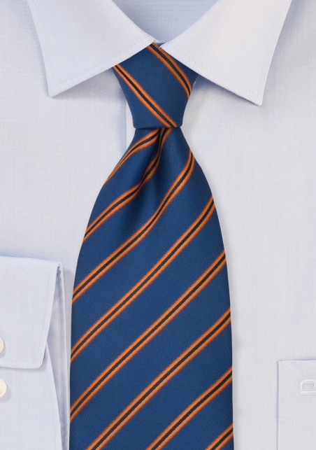 Royal Blue and Orange Striped Tie