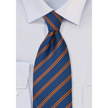 Royal Blue and Orange Striped Tie