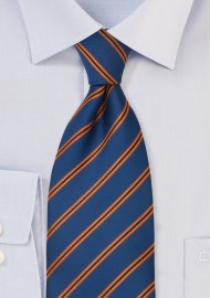 Royal Blue and Orange Striped Tie