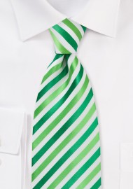 Kids Tie in Grass Green and White XL Length Tie