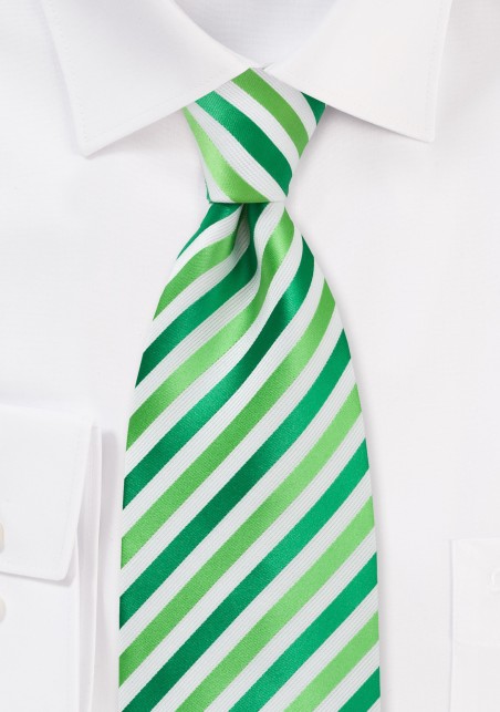 Grass Green and White XL Length Tie