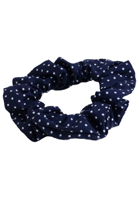 navy pin dot scrunchie