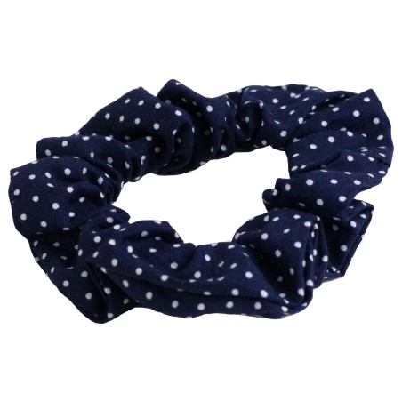 navy pin dot scrunchie