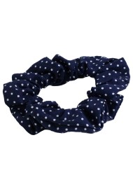 navy pin dot scrunchie
